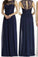 Round Neckline Illusion Lace Top Chiffon A-line Popular Open Back Bridesmaid Dresses RS515