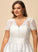 A-Line Lace Satin Ruffle Dress Tea-Length Wedding With Evangeline Wedding Dresses Pockets V-neck
