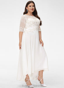 Asymmetrical A-Line With Beading Wedding Dresses Dress Neck Sequins Scoop Chiffon Wedding Lillie