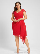 Load image into Gallery viewer, Ruffle Sheath/Column Chiffon Dress Madyson With Ruffles V-neck Cascading Cocktail Cocktail Dresses Knee-Length