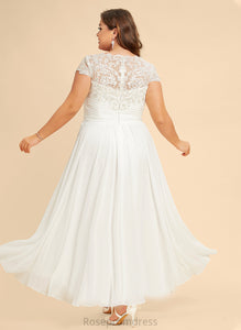 Wedding Kayden A-Line Scoop Chiffon Dress Lace Wedding Dresses Asymmetrical