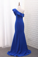 Load image into Gallery viewer, 2023 Mermaid Satin One Shoulder Evening Dresses Sweep Train