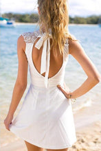 Load image into Gallery viewer, White Simple Short Cheap Open Back Sleeveless Cute Lace Graduation Homecoming SRS14525