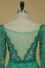 Load image into Gallery viewer, 2024 Off The Shoulder Prom Dresses Mermaid Lace With Sash And Beads Long Sleeves