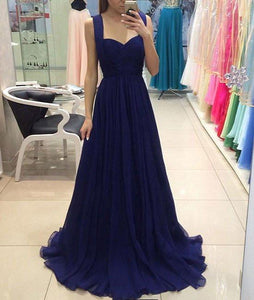 royal blue chiffon long prom dress blue bridesmaid dress Prom Dresses RS667