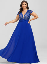 Load image into Gallery viewer, A-Line Lorna Ruffle With Floor-Length Chiffon V-neck Lace Prom Dresses