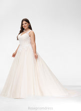 Load image into Gallery viewer, V-neck Ball-Gown/Princess Dress Kaelyn Tulle Court Wedding Dresses Wedding Train