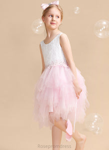 - Lace/Beading/Sequins/V Flower Flower Girl Dresses Neck Sleeveless Back With Tulle/Lace Dress Knee-length Quinn Scoop Ball-Gown/Princess Girl