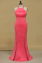 Load image into Gallery viewer, 2024 Scoop Mermaid Prom Dresses Satin Floor Length Zipper Up