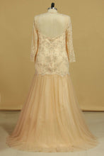 Load image into Gallery viewer, 2024 Prom Dresses V Neck Long Sleeves Sweep Train Tulle &amp; Lace