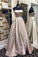 Sweetheart strapless light grey simple long A-line prom dress for teens graduation dress