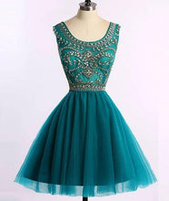 Load image into Gallery viewer, A-Line Bateau Short/Mini Homecoming Dress with Rhinestone