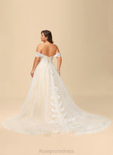 Load image into Gallery viewer, Wedding Dresses Tulle Court Aryana With Ball-Gown/Princess Train Lace Off-the-Shoulder Wedding Sequins Dress