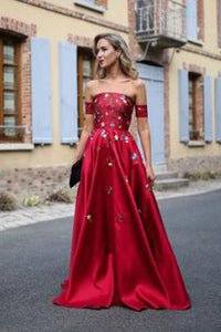2023 Red Long Prom Dresses Strapless Floor-Length Satin Sexy Prom Dress/Evening Dress