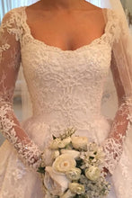 Load image into Gallery viewer, Amazing Long Sleeves Ball Gown Long Ivory Lace Wedding Dresses