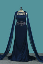Load image into Gallery viewer, 2024 New Arrival Mermaid Prom Dresses Bateau Chiffon With Beading