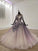 Sparkly Ball Gown Ombre Half Sleeves Jewel Long Prom Dresses, Beads Quinceanera Dresses SRS15601