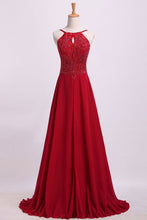 Load image into Gallery viewer, 2024 Prom Dresses Spaghetti Straps Beaded Bodice A-Line Chiffon