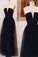 Strapless Black Long Tulle Prom Dresses Evening Dresses Prom Dresses RS704
