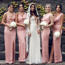 Load image into Gallery viewer, Sexy Mermaid Slit Backless Bridesmaid Dress Long Spaghetti Straps Bridesmaid Dress RS916