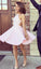 Pink Short Prom Dress Elegant New arrival A-Line Backless Halter Sleeveless Homecoming Dress RS27