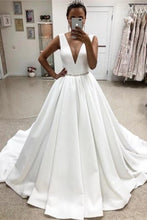 Load image into Gallery viewer, Elegant Deep V-Neck Simple Ball Gown Wedding Dresses Bridal Dresses