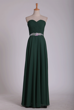 Load image into Gallery viewer, 2024 Prom Dress Fitted &amp; Pleated Bodice A Line Chiffon Beaded Floor Length