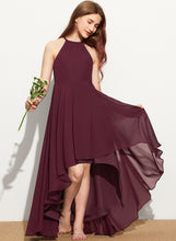 Load image into Gallery viewer, Ruffle Chiffon Scoop With Neck A-Line Dixie Asymmetrical Junior Bridesmaid Dresses