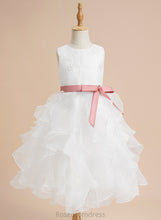 Load image into Gallery viewer, Neck Organza Ball-Gown/Princess Dress Flower Girl Dresses Parker Lace/Sash - Girl Scoop With Sleeveless Tea-length Flower