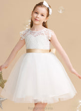 Load image into Gallery viewer, - Short sash) Emma Flower Flower Girl Dresses Sash/Bow(s) Sleeves Scoop (Undetachable Tulle/Lace Girl Dress A-Line Neck Knee-length With
