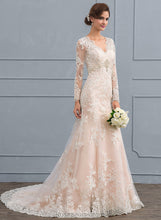 Load image into Gallery viewer, Dress Wedding Dresses V-neck Court Lace Trumpet/Mermaid Priscilla Train Wedding Tulle