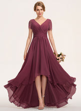 Load image into Gallery viewer, Length Asymmetrical Pleated Silhouette Neckline V-neck Embellishment A-Line Fabric Adeline Bridesmaid Dresses