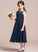 Junior Bridesmaid Dresses Lace Arielle Neck Scoop Chiffon Tea-Length Ruffle With A-Line