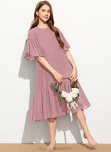 Load image into Gallery viewer, With Cascading Junior Bridesmaid Dresses A-Line Ruffles Scoop Mariah Neck Knee-Length Chiffon