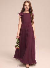Load image into Gallery viewer, Chiffon Ruffles Floor-Length Cascading Junior Bridesmaid Dresses With A-Line Neck Elva Scoop
