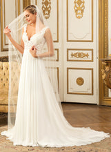Load image into Gallery viewer, Court Chiffon A-Line Dress Train Wedding Dresses Wedding Lace V-neck Salome