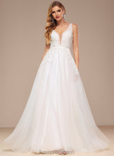 Load image into Gallery viewer, Sweep With Lace V-neck Dress Wedding Wedding Dresses Mimi Sequins Train Tulle A-Line