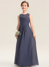 Load image into Gallery viewer, Ruffle Neck Junior Bridesmaid Dresses Floor-Length With A-Line Scarlet Scoop Chiffon