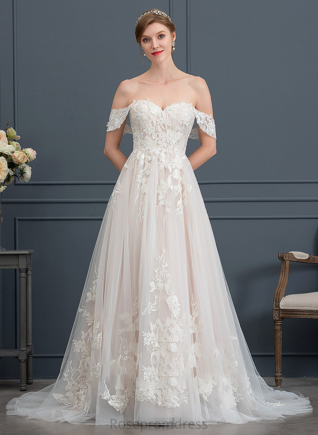 Halle Sweep Tulle Wedding Dresses Sweetheart Train Dress Wedding Ball-Gown/Princess