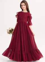 Load image into Gallery viewer, Ruffles A-Line Chiffon Junior Bridesmaid Dresses Floor-Length With Scoop Cascading Tiana Neck