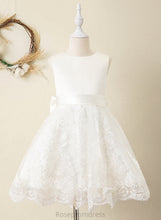 Load image into Gallery viewer, Scoop Ball-Gown/Princess Satin/Lace Sleeveless Knee-length Flower Girl Dresses - Genesis (Undetachable Flower Girl sash) Bow(s) Neck Dress With