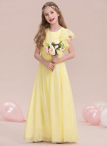 A-LineScoopNeckFloor-LengthChiffonJuniorBridesmaidDressWithRuffleCascadingRuffles#123850 Junior Bridesmaid Dresses Anabella