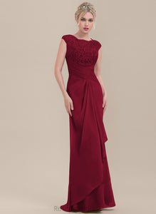Sheath/Column ScoopNeck CascadingRuffles Fabric Embellishment Silhouette Floor-Length Length Neckline Dixie Bridesmaid Dresses