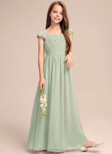 Load image into Gallery viewer, Chiffon Bow(s) Scoop With A-Line Floor-Length Ruffle Neck Journey Junior Bridesmaid Dresses