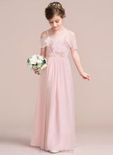 Load image into Gallery viewer, V-neck With Chiffon A-Line Ruffles Junior Bridesmaid Dresses Floor-Length Juliana Cascading