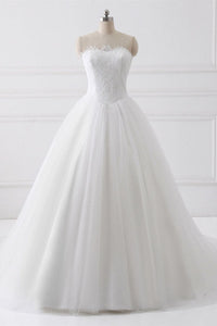 Ball Gown Strapless Sleeveless Lace Up Wedding Dresses