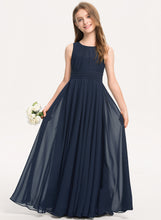 Load image into Gallery viewer, With A-Line Junior Bridesmaid Dresses Ruffle Chiffon Scoop Floor-Length Neck Maleah