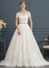 Load image into Gallery viewer, Ball-Gown/Princess Wedding Dresses Lace Dress Wedding With Sequins Tulle Court Beading Train Off-the-Shoulder Dominique