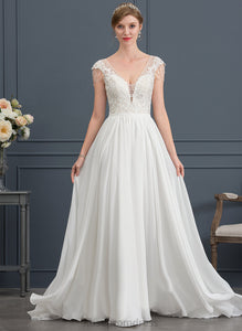 Dress Beading With Pauline Wedding Sequins Sweep Lace Chiffon V-neck Train A-Line Wedding Dresses