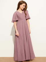 Load image into Gallery viewer, Floor-Length Junior Bridesmaid Dresses With A-Line V-neck Jacquelyn Ruffle Chiffon